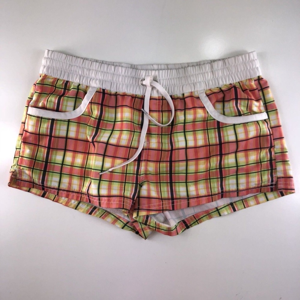 Make + Model Polyester Orange/Green Shorts Ag36 - image 1